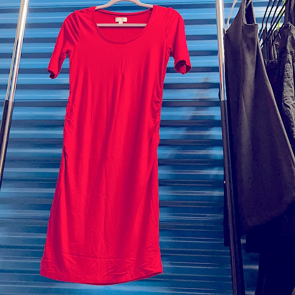 Perfect fit Red Ruched Maternity & NON Maternity Dress